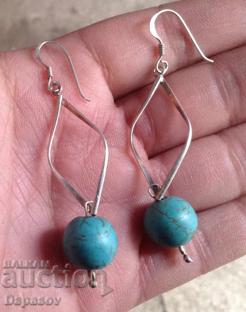 Silver Earrings with Natural Turquoise