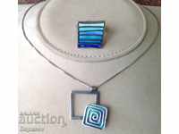 Designer Silver Necklace and Iosif Ring with Enamel