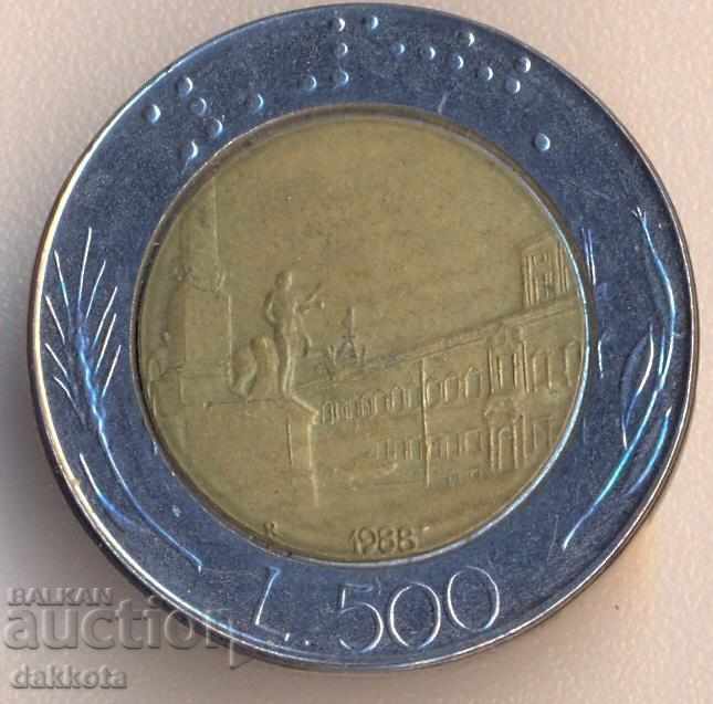 Италия 500 лири 1988 година