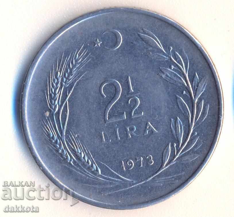 Турция 2 1/2 лири 1973 година