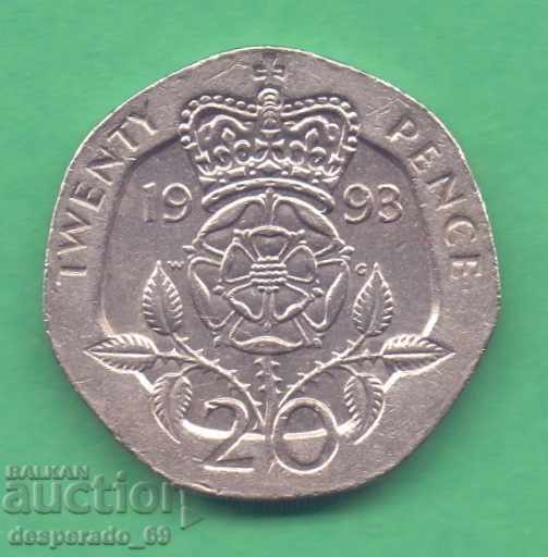 (¯` '• .¸ 20 pence 1998 GREAT BRITAIN • • • •)