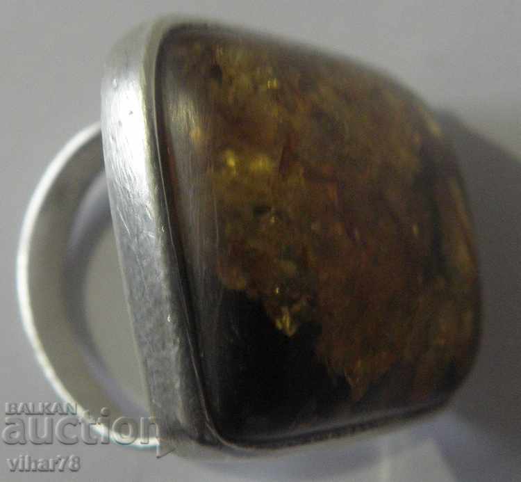 Women's Silver Ring with Amber - 6 Women's Silver Ring with Amber - 6