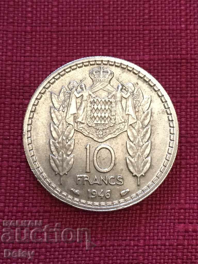 Монако 10 франка 1946г.