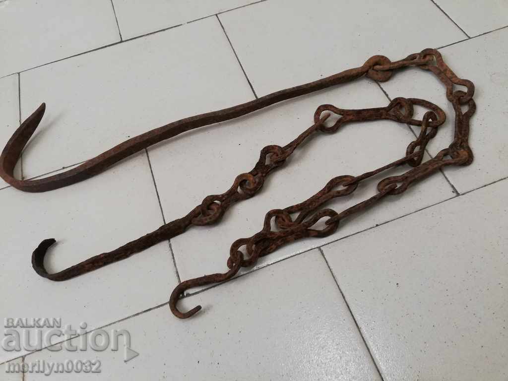 Δημοπρασία Παλιά πλαστά αλυσίδα άγκιστρο, άγκιστρα κρεμάστρα αλυσίδα ξέσπασμα