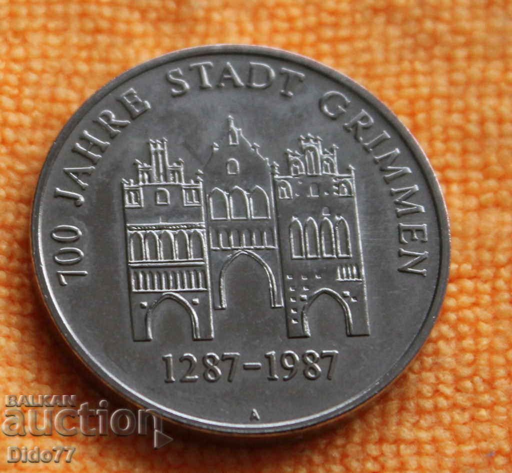 1987 - Γερμανία, 700 μ. Πόλη Grimmen, μετάλλιο, πλάκα
