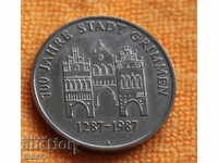 1987 - Germany, 700 m city of Grimmen, medal, plaque