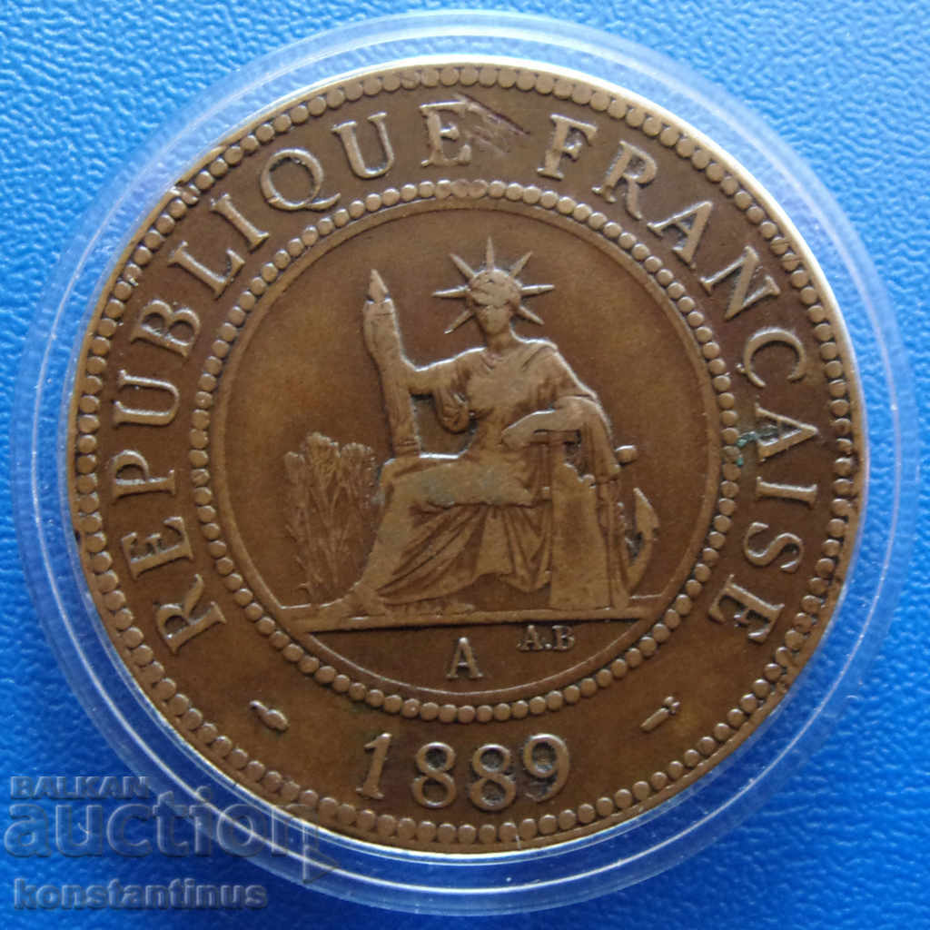 French Indochina 1 Cent 1889 Rare