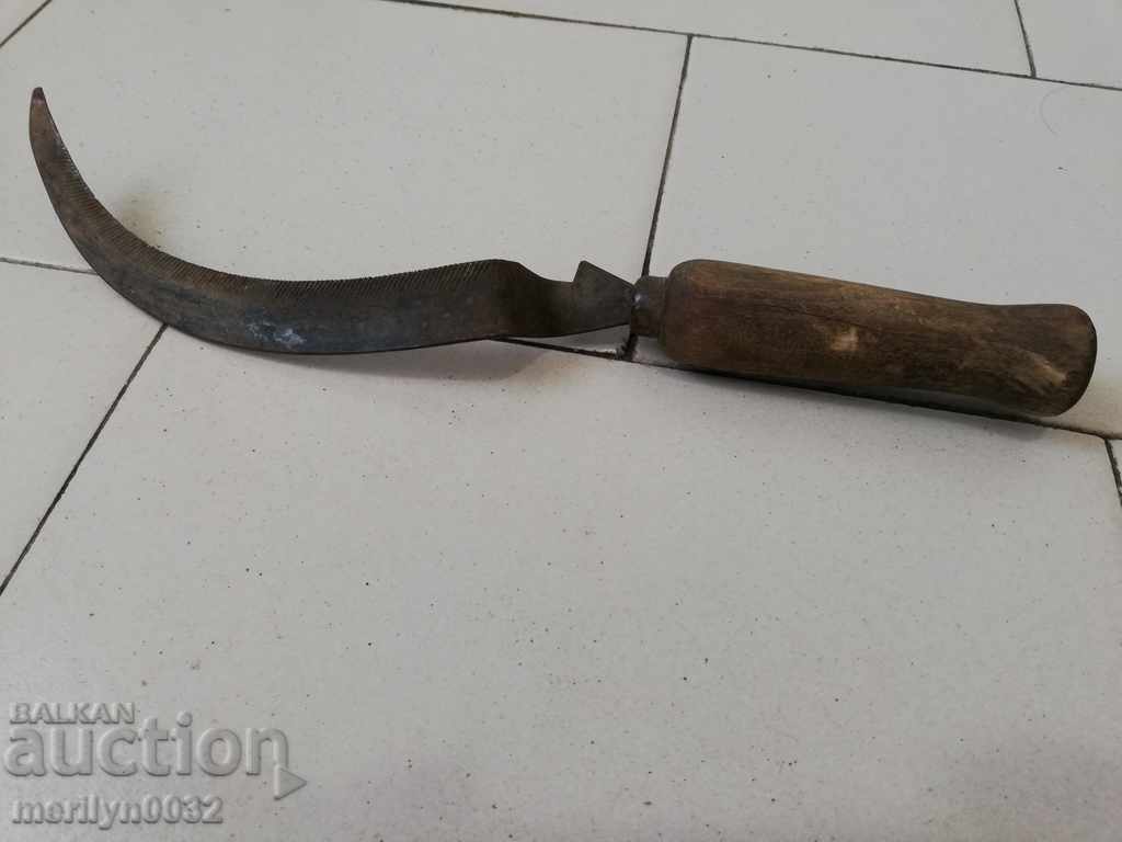 Auction  Old forged scythe, forged iron blade sickle