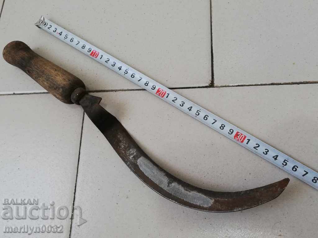 Old forged scythe, forged iron blade sickle - 5