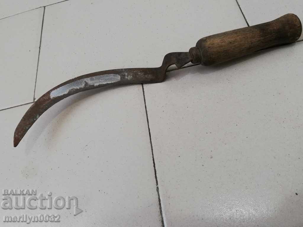 Old forged scythe, forged iron blade sickle - 6
