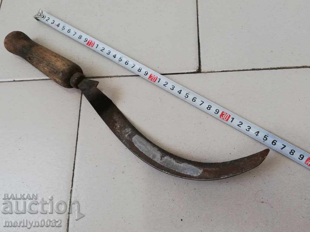 Old forged scythe, forged iron blade sickle - 7