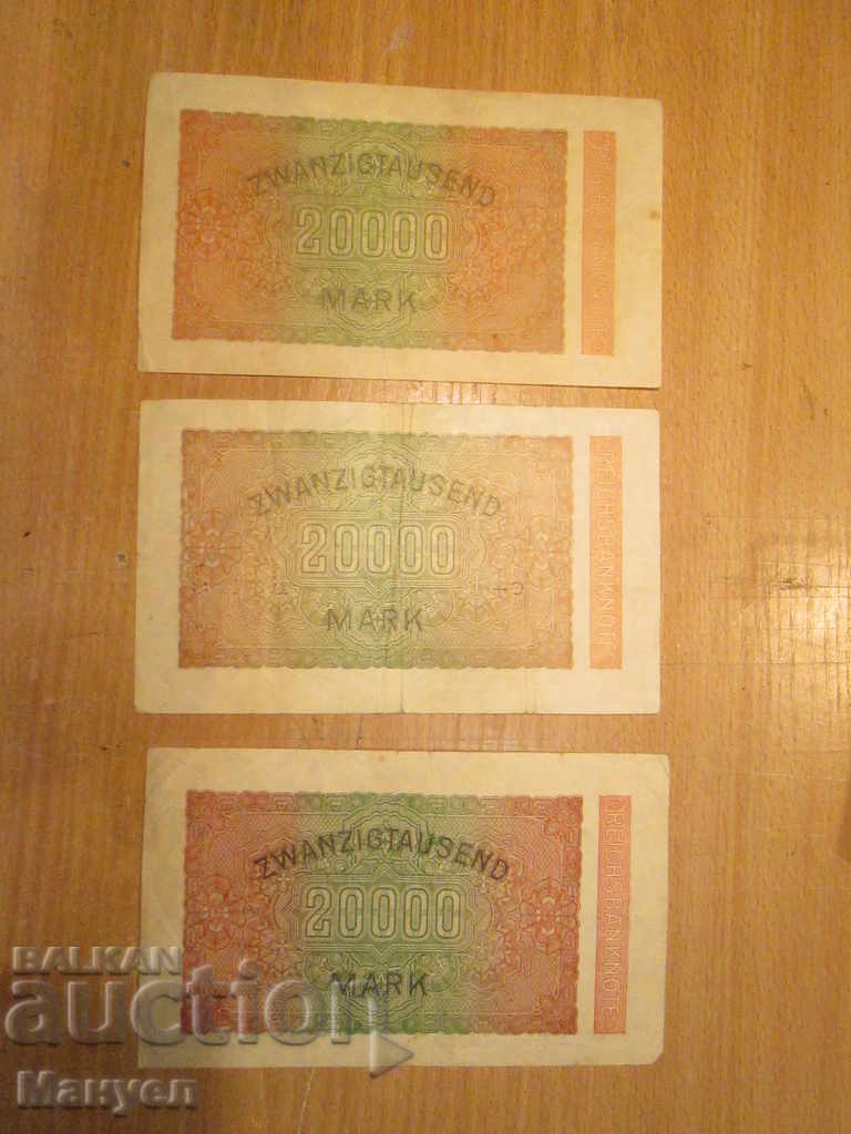 We sell 20 000 marks, 1923 - 3 pieces.RRRRRRRRRR with price 11.90 BGN | € 6.08 We sell 20 000 marks, 1923 - 3 pieces.RRRRRRRRRR with price 11.90 BGN | € 6.08