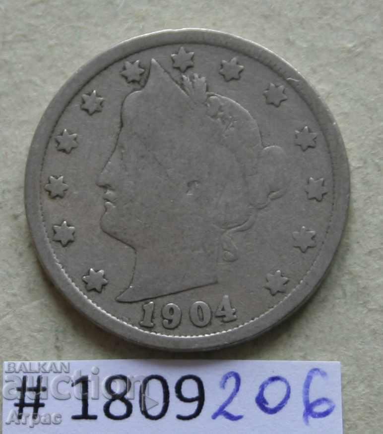5 cents 1904 S