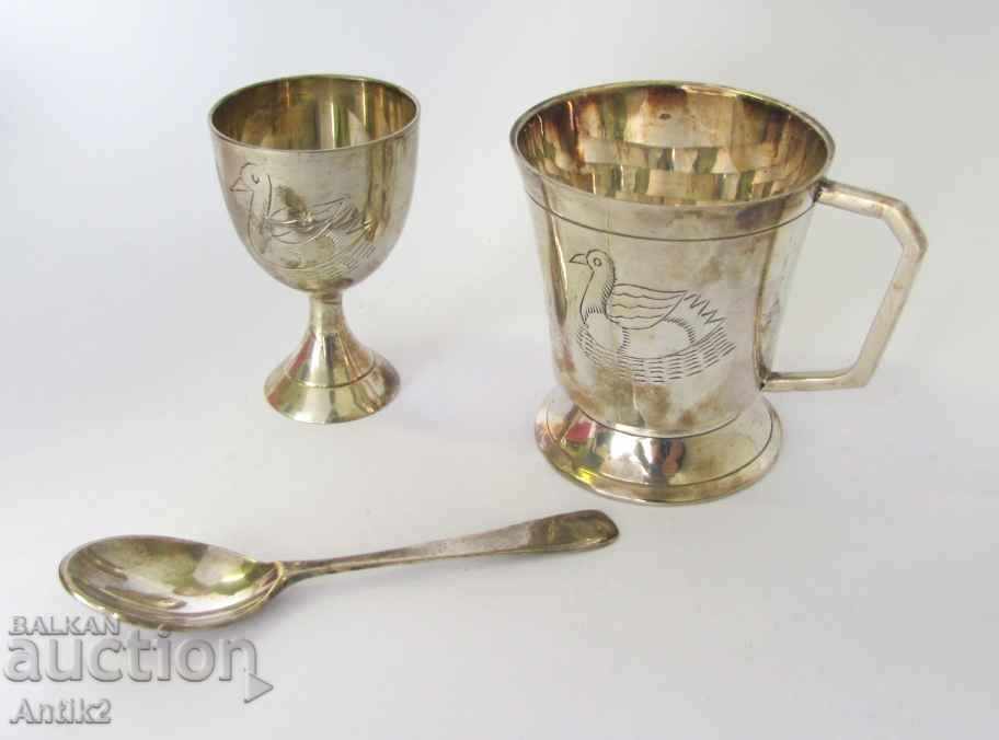 Antique Baby Baby Service. Serrated - 5