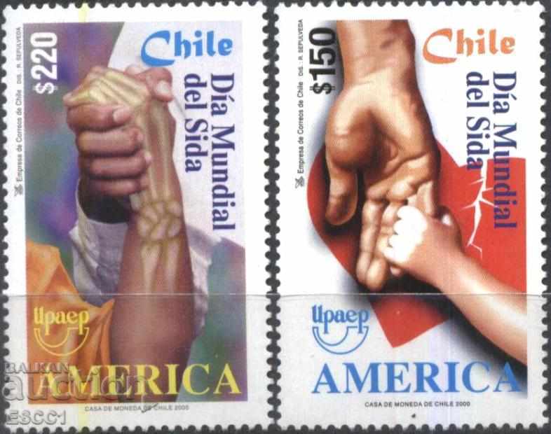 Чисти марки Борбa със СПИН Америка UPAEP  2000 от Чили