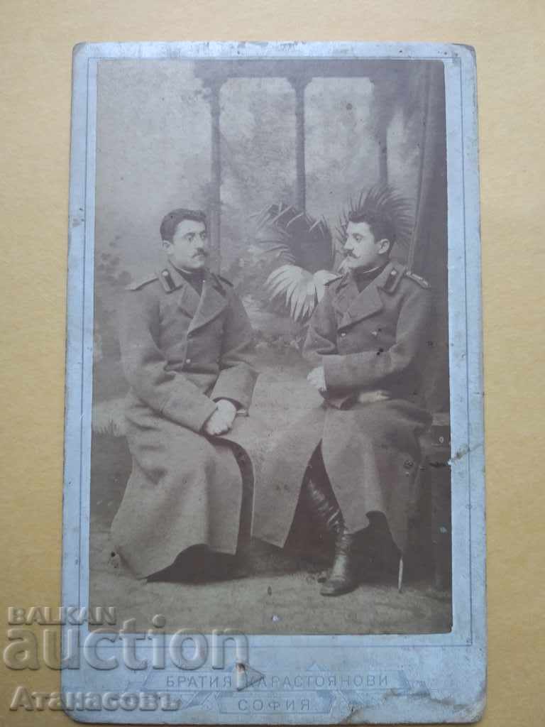 Фотография снимки картон Братя Карастоянови офицери