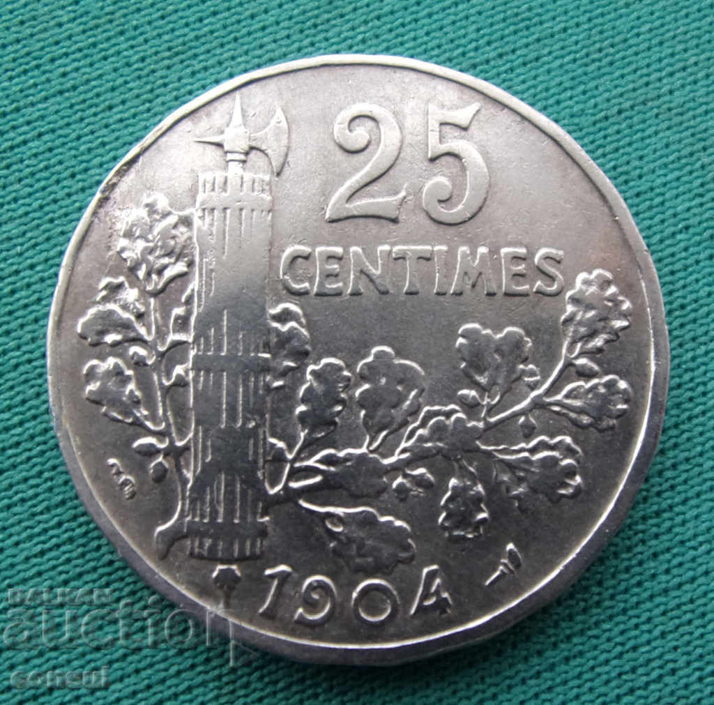 France 25 Sentim 1904 Rare Coin