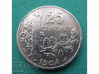 France 25 Sentim 1904 Rare Coin