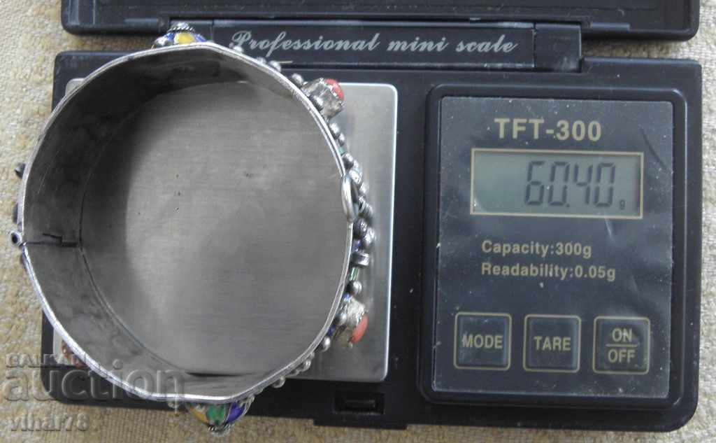 Auction Old silver bracelet with enamel Auction Old silver bracelet with enamel