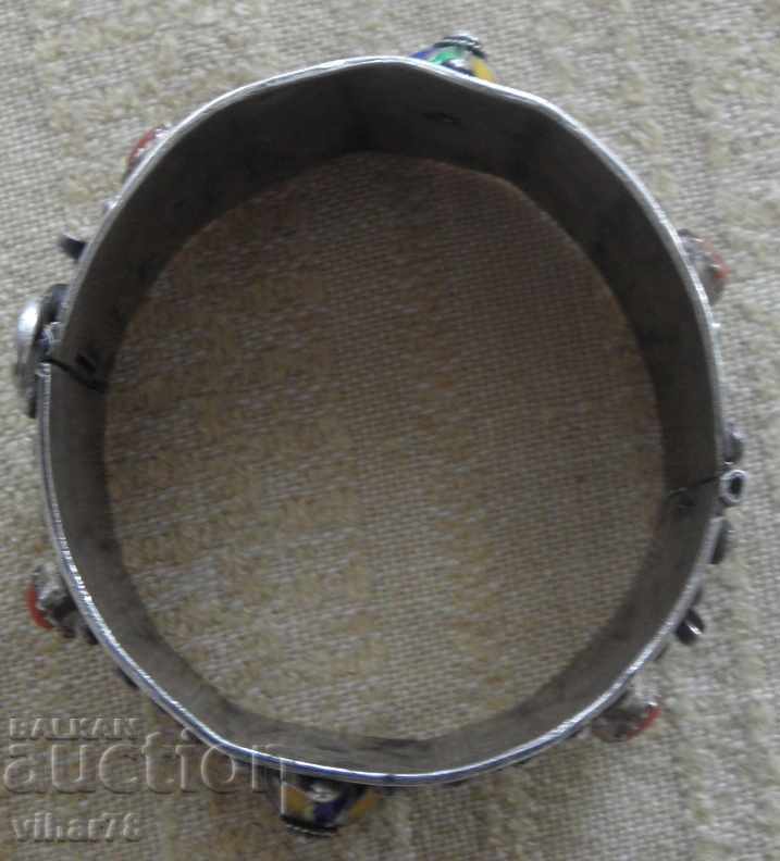 Παλιό ασημένιο βραχιόλι με σμάλτο - 5 Παλιό ασημένιο βραχιόλι με σμάλτο - 5