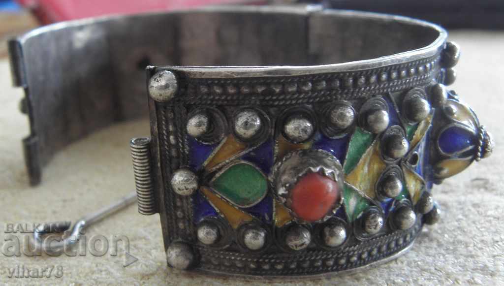Παλιό ασημένιο βραχιόλι με σμάλτο - 6 Παλιό ασημένιο βραχιόλι με σμάλτο - 6