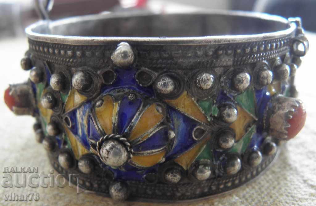 Old silver bracelet with enamel - 7 Old silver bracelet with enamel - 7