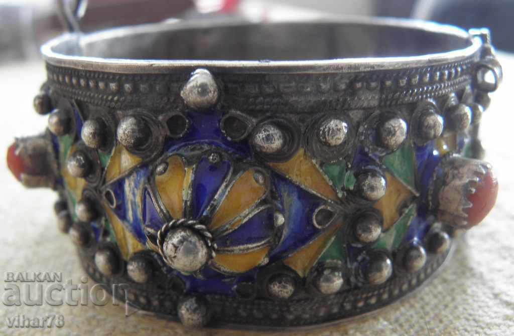 Παλιό ασημένιο βραχιόλι με σμάλτο - 7 Παλιό ασημένιο βραχιόλι με σμάλτο - 7