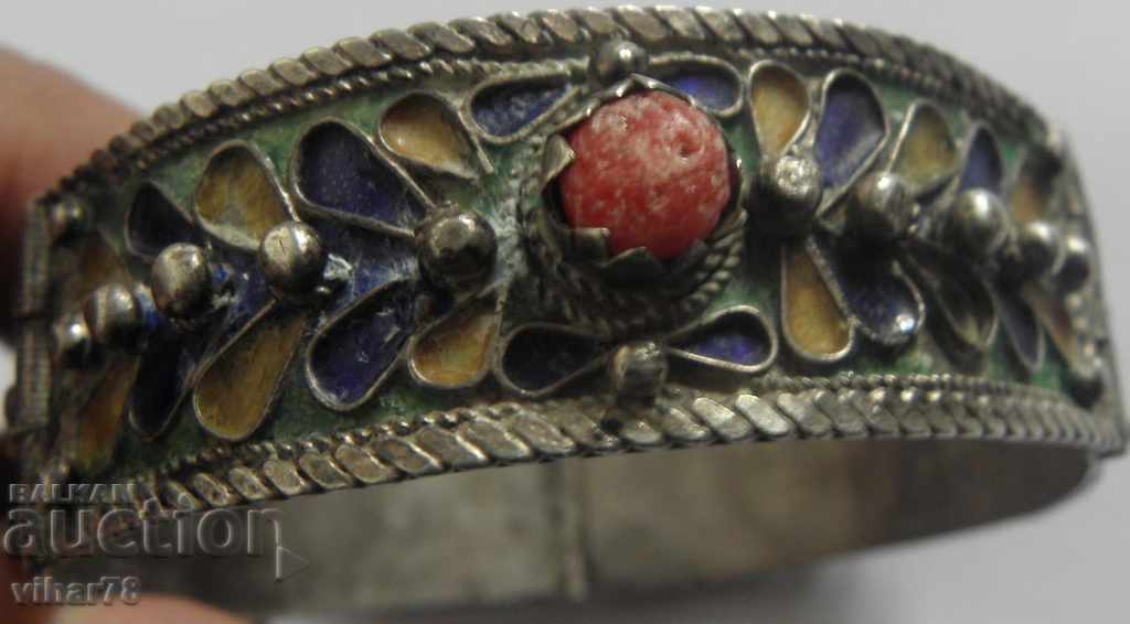 Παράδοση Παλιό επάργυρο ρωσικό σμάλτο βραχιόλι