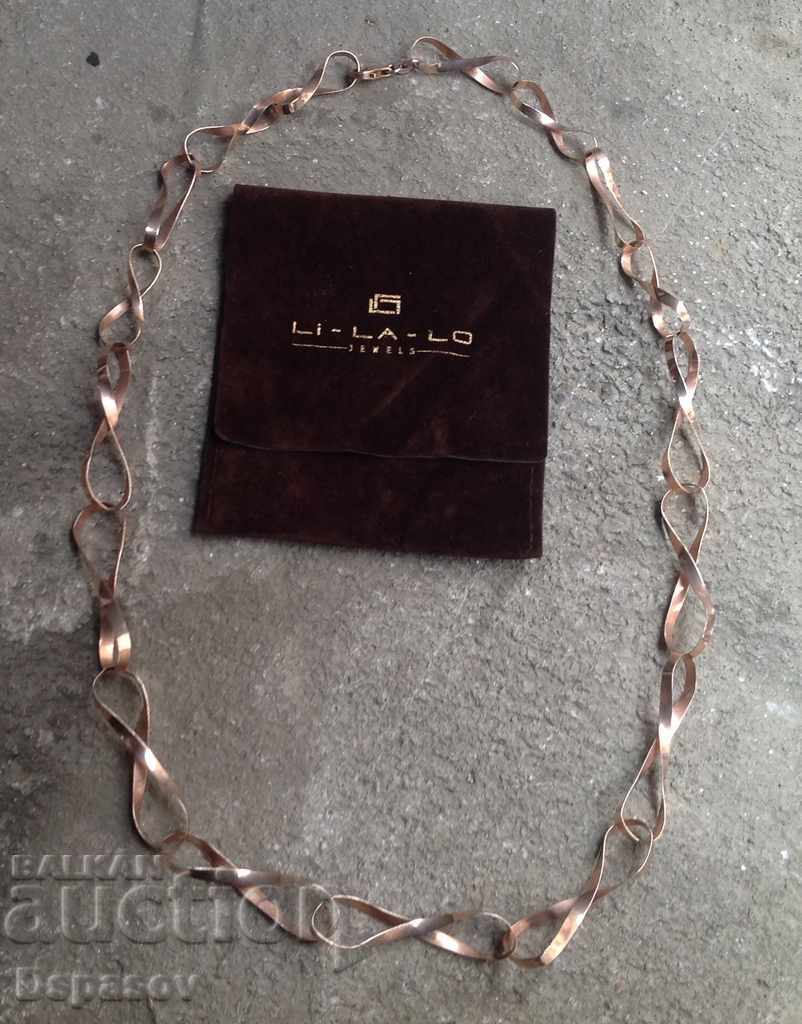 Marko Li-La-Lo Silver Necklace with Pink Gold 90 cm.