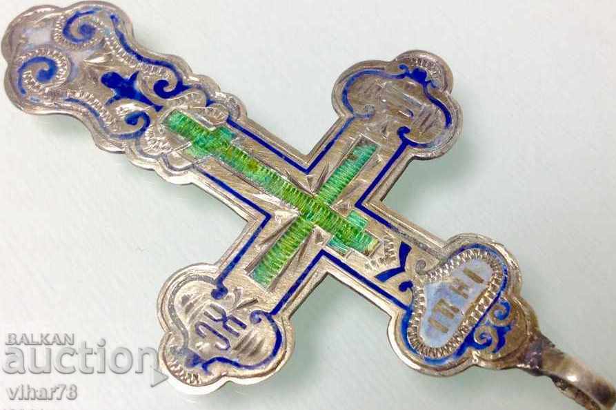VERY BEAUTIFUL ENAMEL SILVER CROSS 19TH CENTURY Czarist Russia - 5 VERY BEAUTIFUL ENAMEL SILVER CROSS 19TH CENTURY Czarist Russia - 5