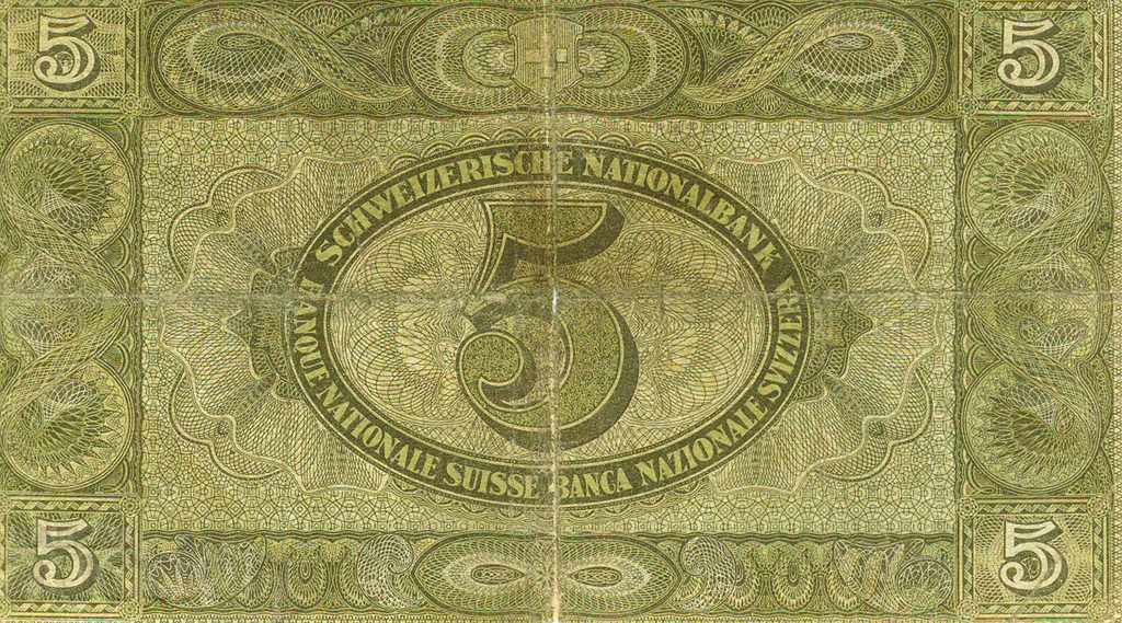5 francs Switzerland 1942 P-11j.2 rare banknote with price 45.00 BGN | € 23.01 5 francs Switzerland 1942 P-11j.2 rare banknote with price 45.00 BGN | € 23.01