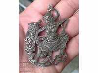 Antique Silver Medallion Pendant Indonesia Hindu Hanuman