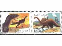 Καθαρές μάρκες Fauna Dinosaurs 1991 από τη Βραζιλία