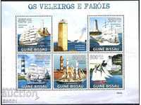 Чисти марки в малък лист Кораби Фарове  2009 от Гвинея Бисау