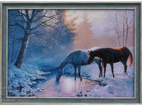 Winter landscape with horses, picture