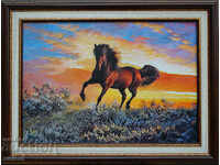 Horse - "Fire in the sky", painting