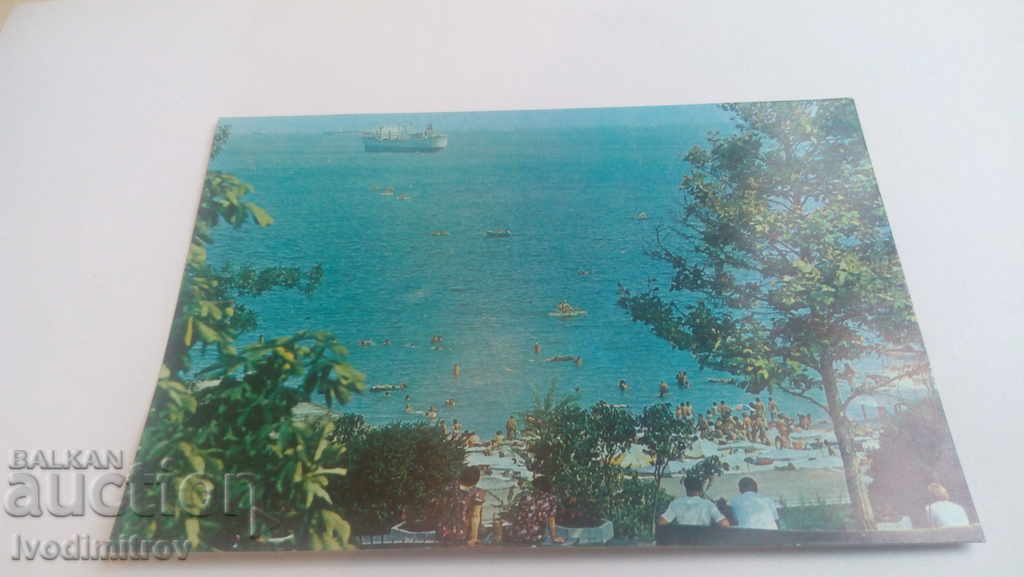 Postcard Varna The Bay and the City Beach 1990