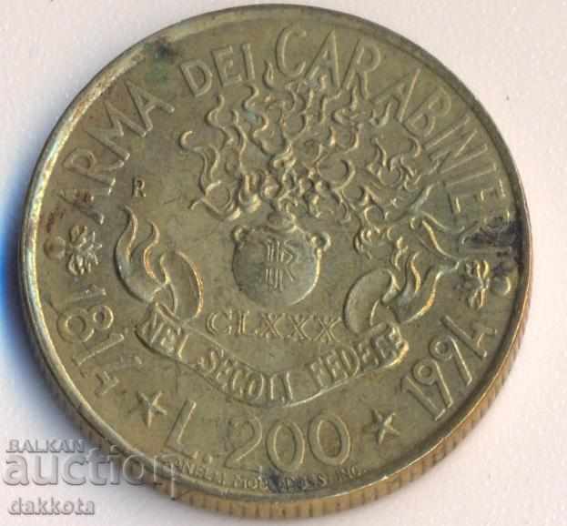 Italia 200 de lire sterline 1994 Carabinieri