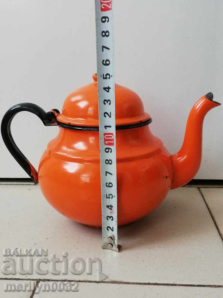 Enamelled teapot made of salt container with enamel with price 32.00 BGN | € 16.36 Enamelled teapot made of salt container with enamel with price 32.00 BGN | € 16.36