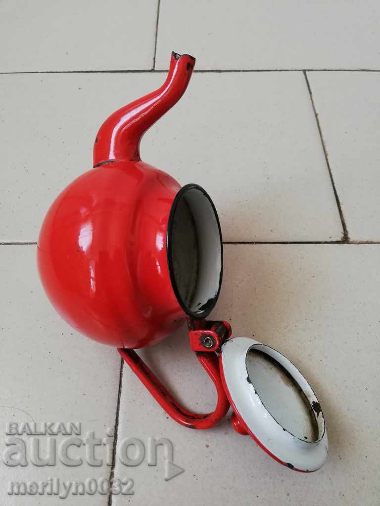 Enamelled teapot made of salt container with enamel - 5