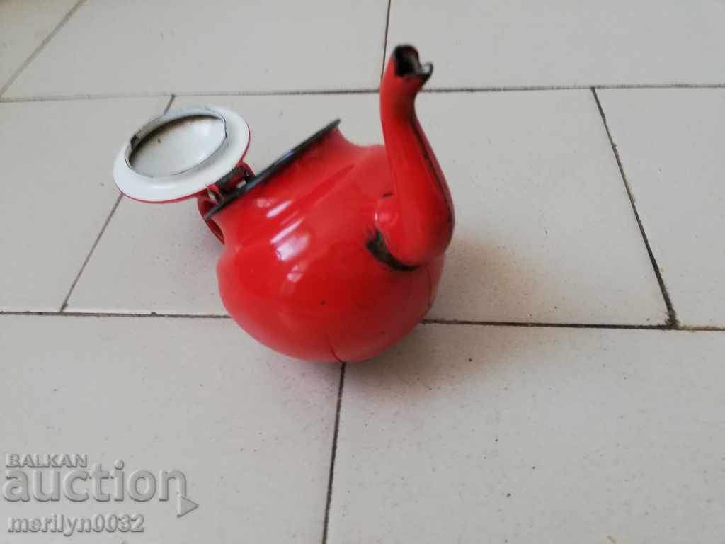 Enamelled teapot made of salt container with enamel - 6