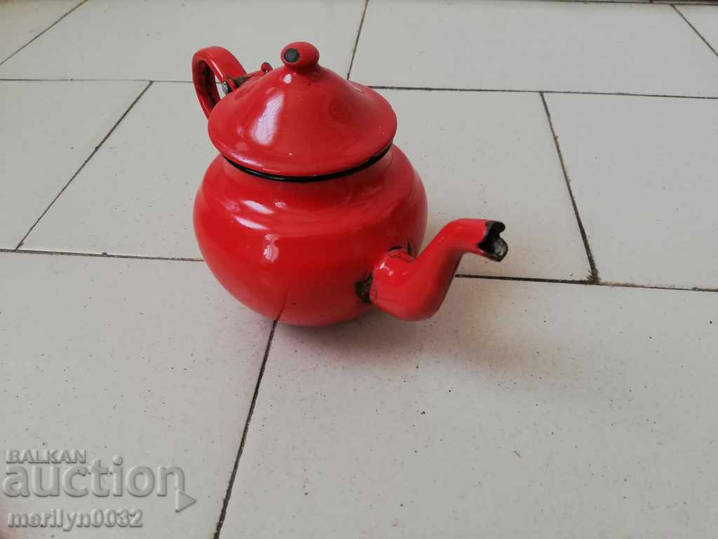 Enamelled teapot made of salt container with enamel - 7