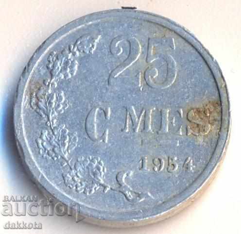 Люксембург 25 сантима 1954 година