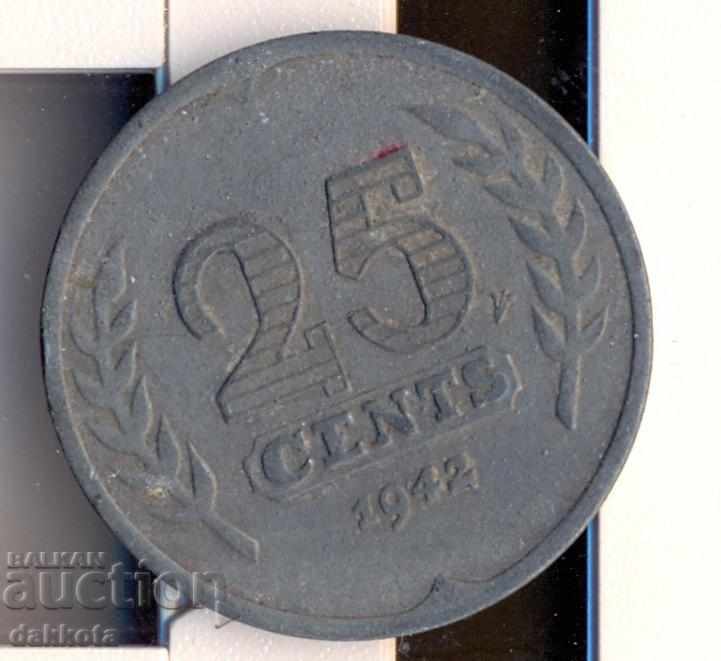 Холандия 25 цента 1942 година