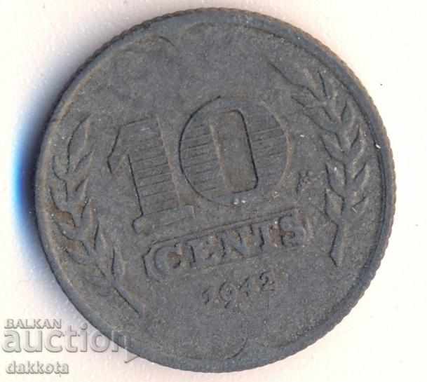 Холандия 10 цента 1942 година