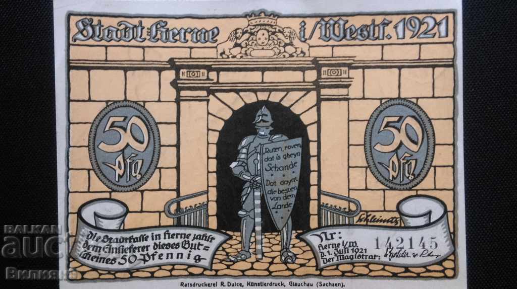 Германия Херне Вестфалия 50 Пфенига 1921 UNC