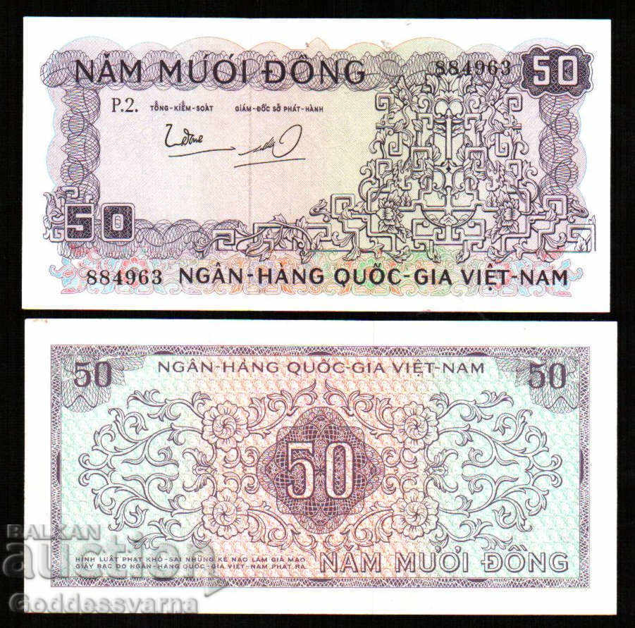 Vietnamul de Sud 50 Dong 1966 Pick 17a Unc Ref 3963