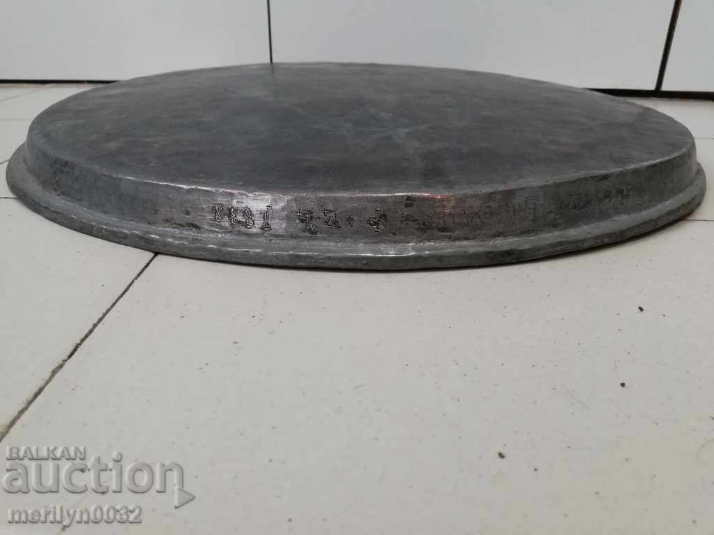 Auction Old copper tray 1888 sahan, bakery tray tray Auction Old copper tray 1888 sahan, bakery tray tray