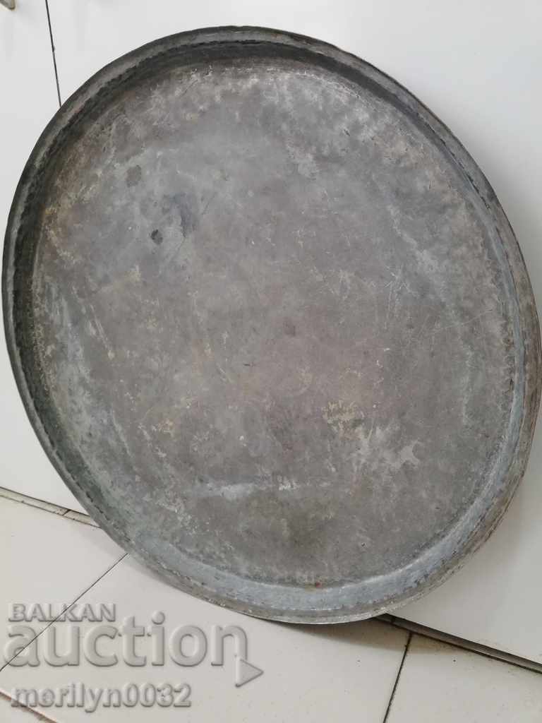 Tavă veche de cupru 1888 sahan, tavă de panificație pentru brutărie