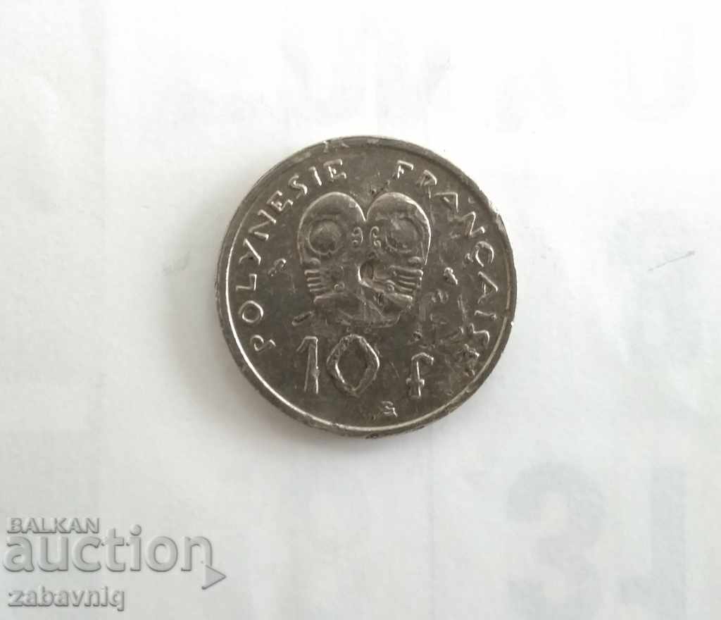 10 франка Френска Полинезия 1967 г.